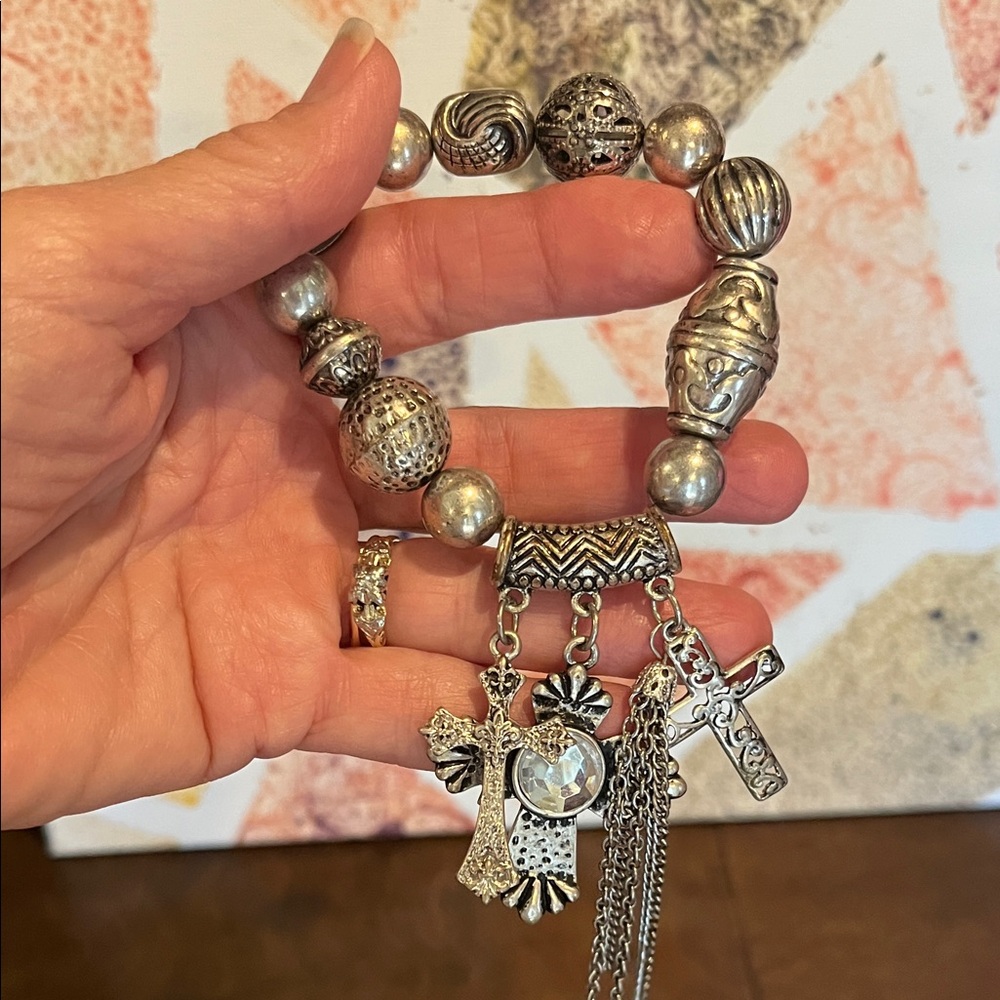 Silver Cross Charm Bracelet